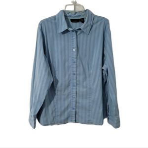 attention Women's Size 22W Striped  Long Sleeve  Button-up Collared Blouse